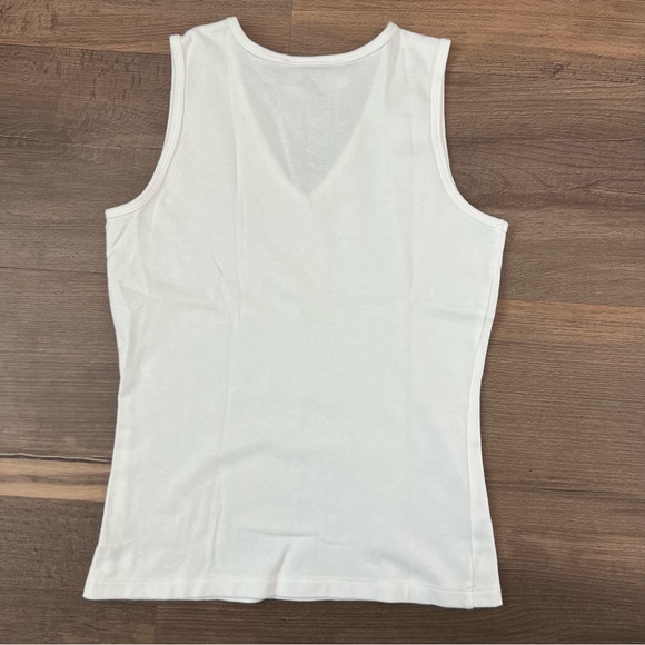 Christine Alexander V-Neck Rhinestone Embellished Tank Top White Size Small - Picture 6 of 6
